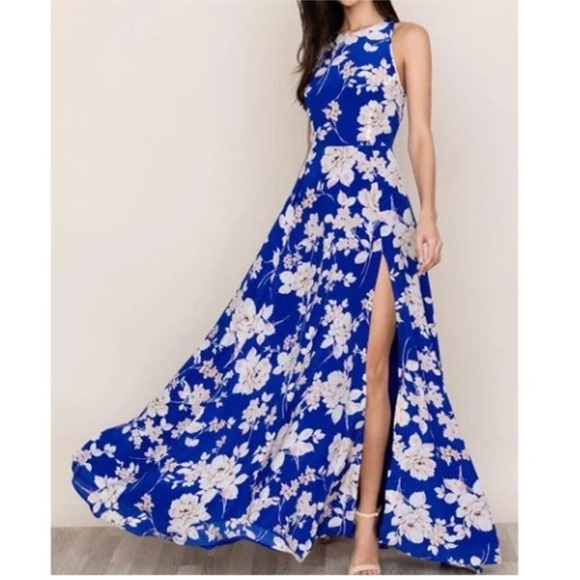 Yumi Kim Dresses & Skirts - Yumi Kim Dream Tahiti Sunrise Maxi Dress Womens Sz Medium Blue Silk High Slit